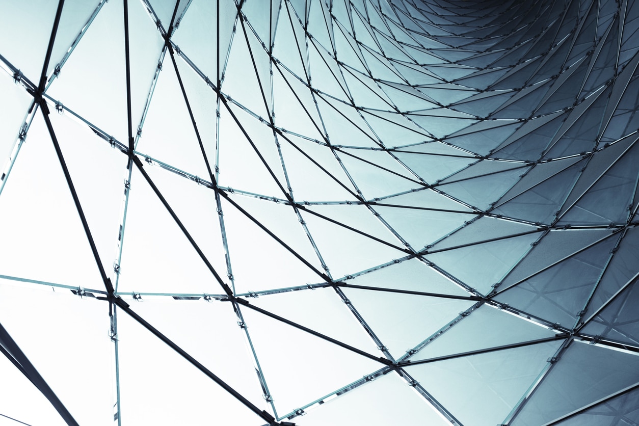 Abstract pattern formed by glass structure