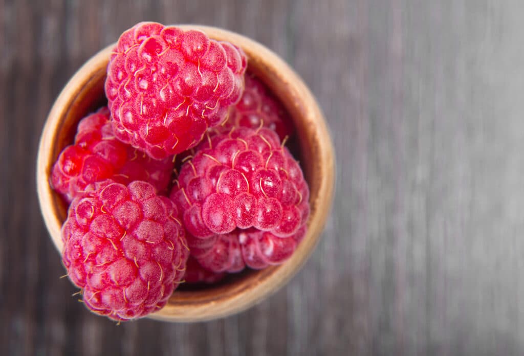 Close up of raspberries